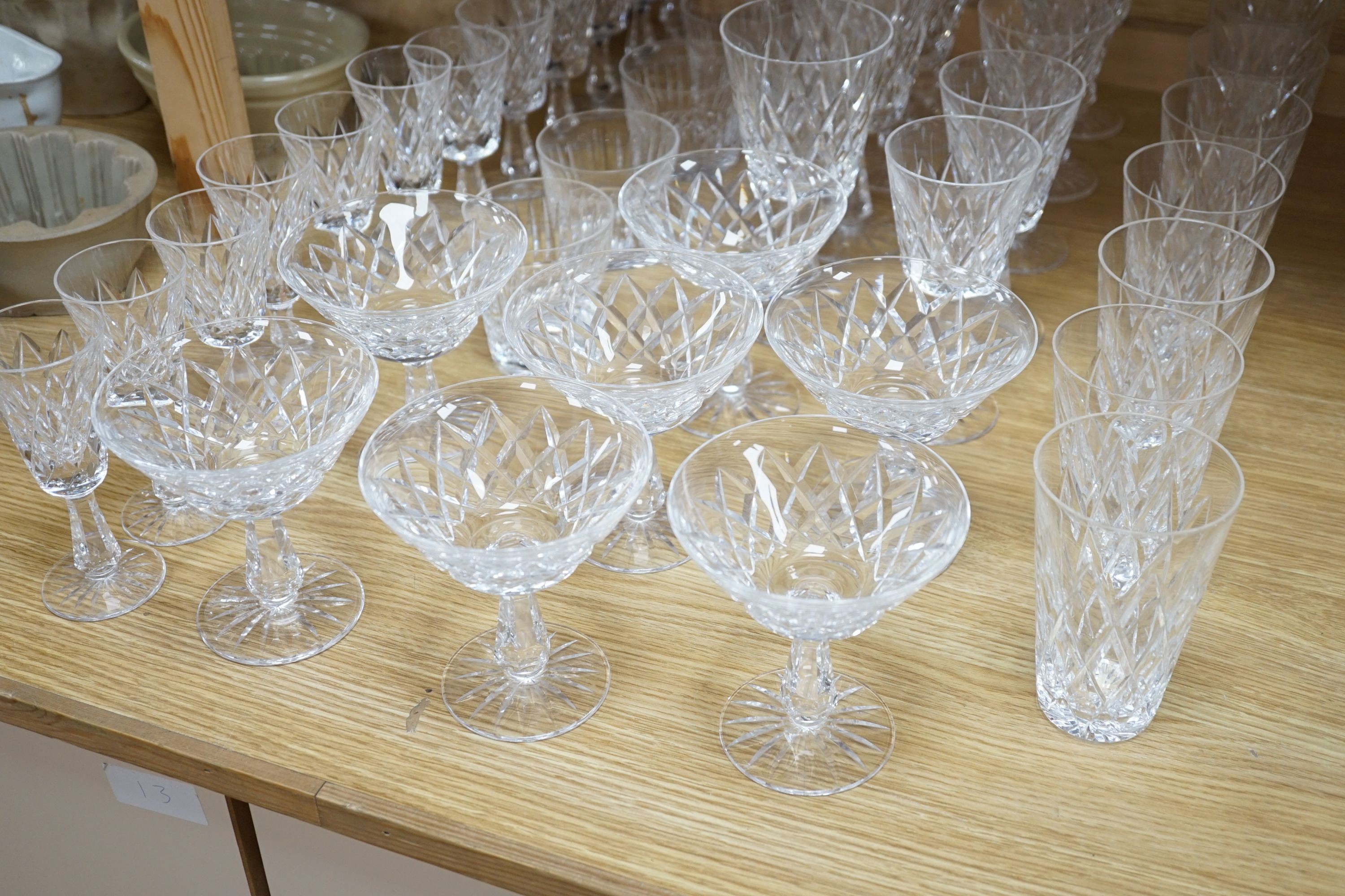 A large comprehensive suite of Waterford Tramore pattern cut crystal drinking glasses